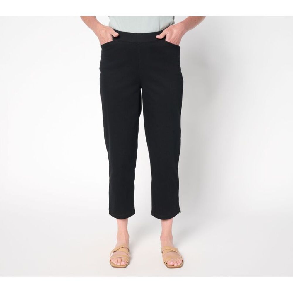Summersalt Women's Petite Pants PXS Denim & Co. Twill Straight Leg Black A694602